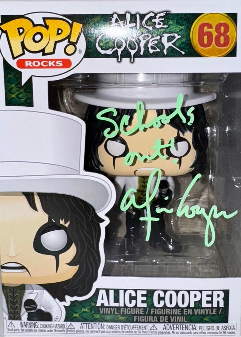 Alice Cooper Signed Funko Pop #68 "Schools Out" - Beckett COA #02